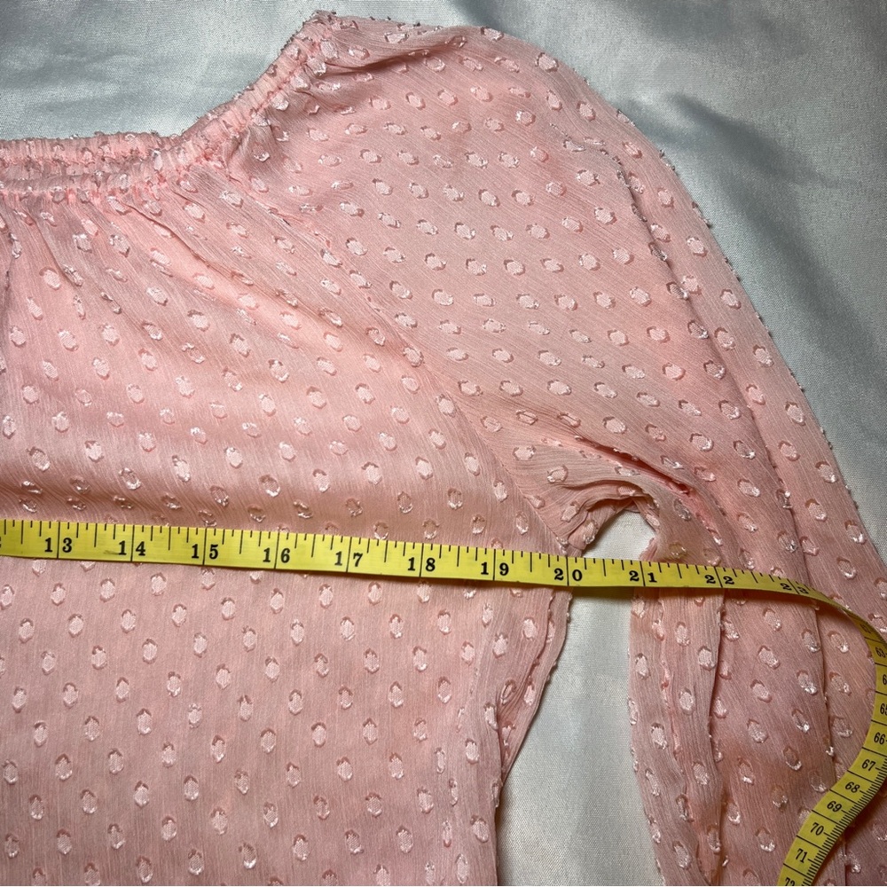 Jennifer Lopez Pink Sheer‎ Blouse Tie Waist Coquette XS - Picture 12 of 14